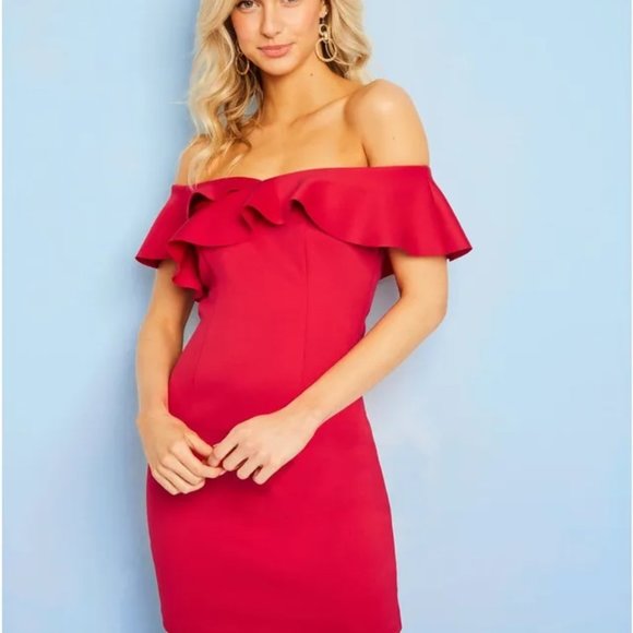 GUESS Red off-the-shoulder dress - Picture 3 of 3